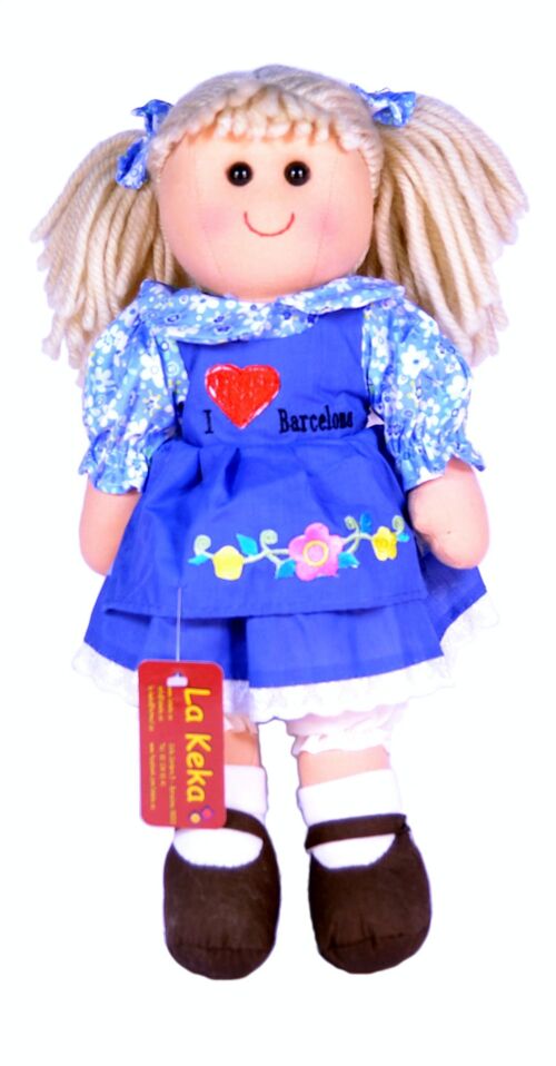 Muñeca de trapo con traje "I love BCN"