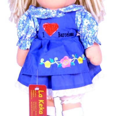 Muñeca de trapo con traje "I love BCN"