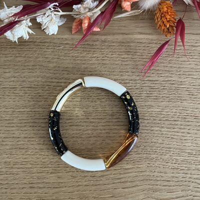 Bracelet in fine acrylic beads/tubes for women, model LENA
