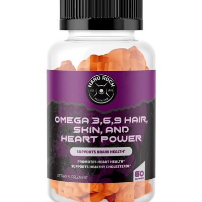 Omega 3,6, 9 Gummies pour la santé des cheveux, de la peau et du cœur