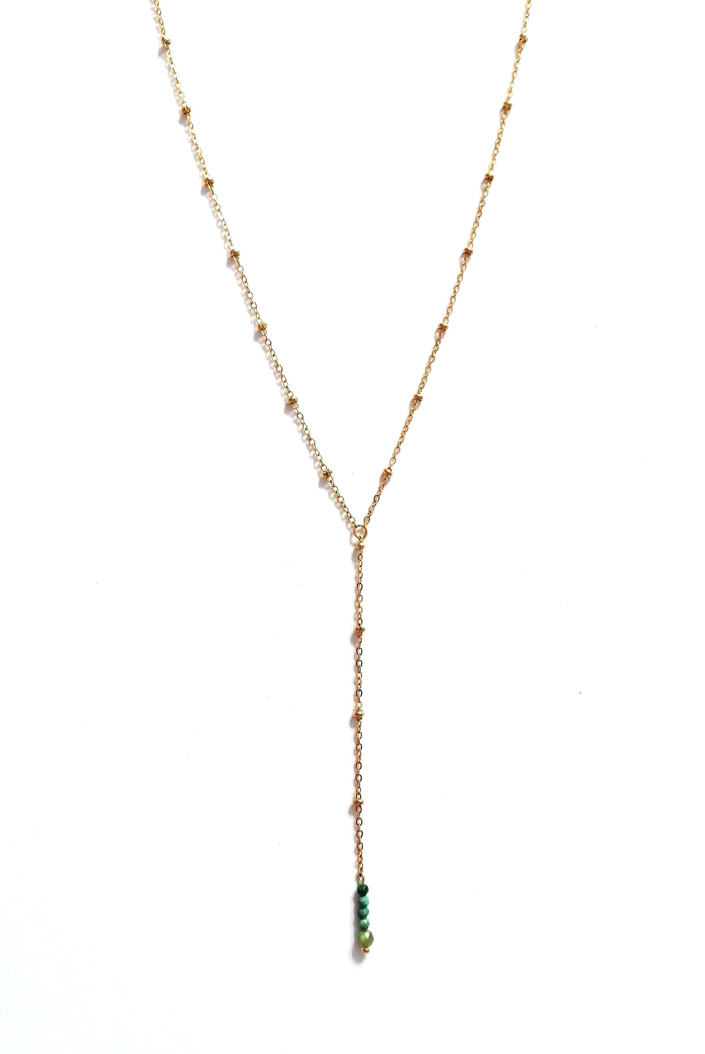 Collana a Y in acciaio inossidabile dorato e Crisoprasio