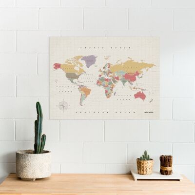 Tropical World Map - Digital print on cork