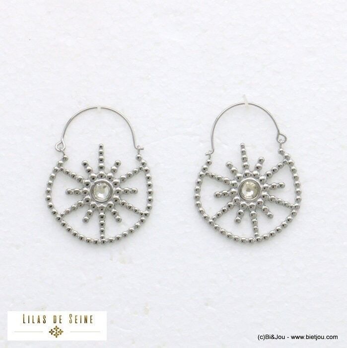 Edelstahl Creolen Sonne Strass 0321062