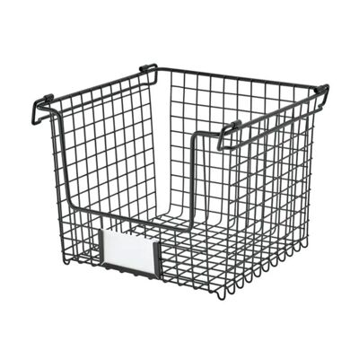 Wired basket in matt black steel 25 cm classico