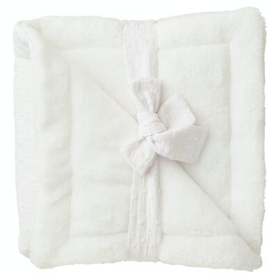 Couverture Luxe microfibre- Vintage Chic - blanc / gaze broderie anglaise