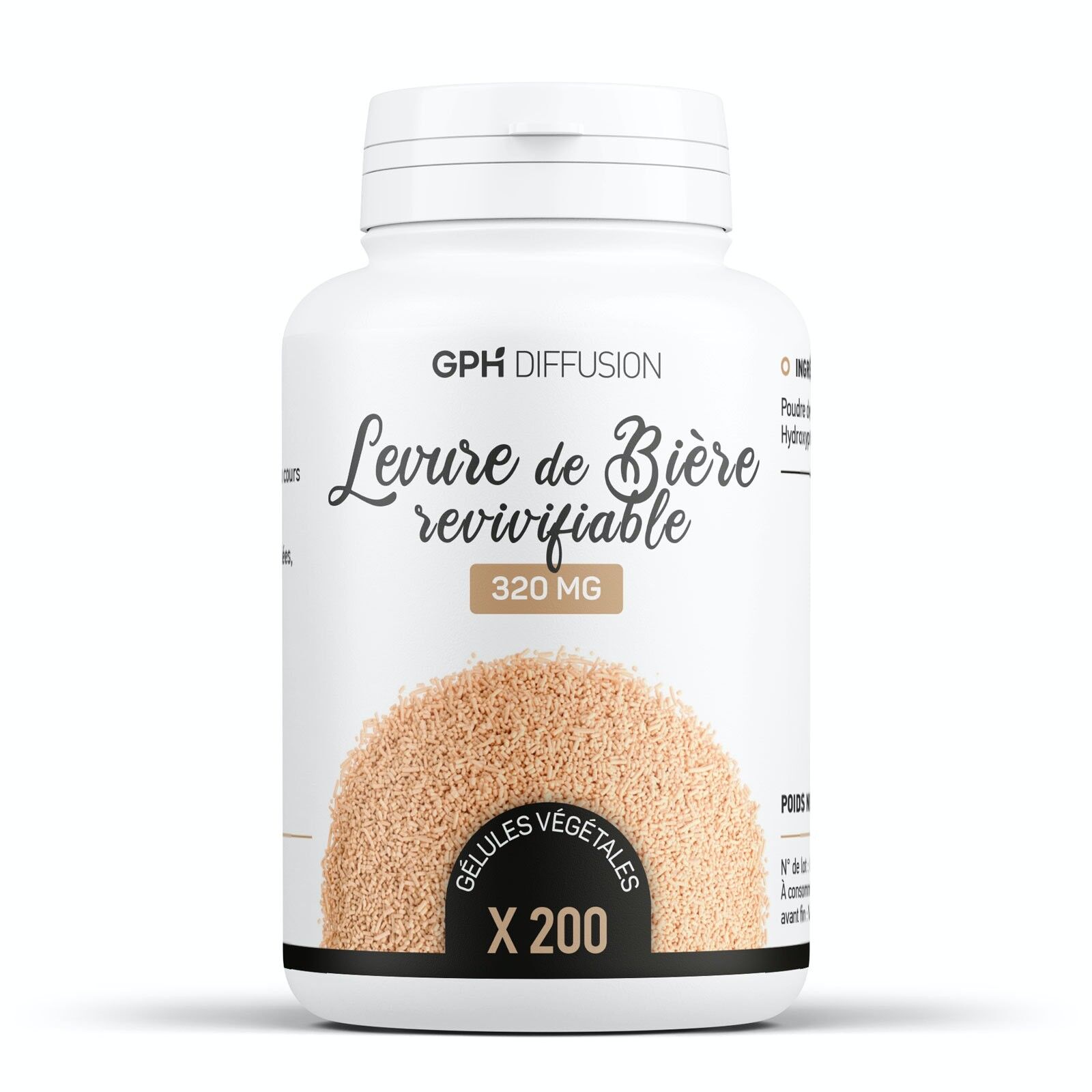 Levadura de cerveza revitalizante - 320 mg - 200 cápsulas vegetales
