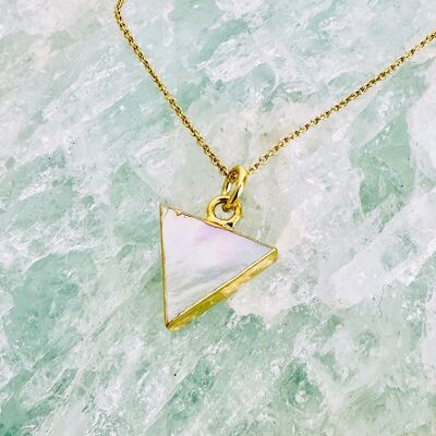 The Triangle Mother of Pearl Gemstone Necklace – Gold Plated