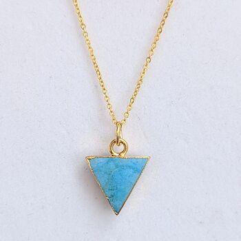 Le Collier Triangle Turquoise – Plaqué Or 3