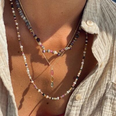 Ruby and Agate Surfer Necklace