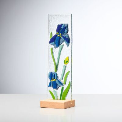 Targa decorativa con fiore in piedi - blu