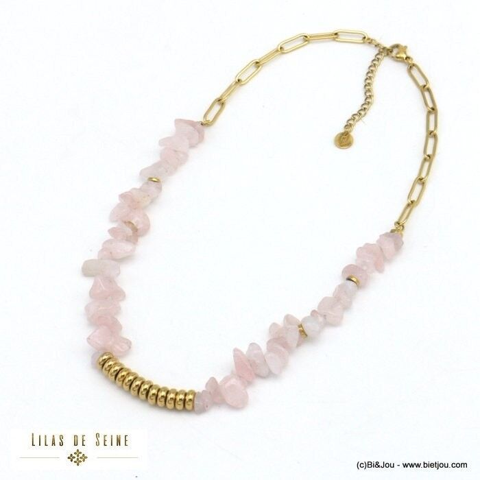 Collana schegge pietra catena maglia rettangolare acciaio 0121020