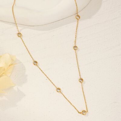 Golden necklace with rhinestones
