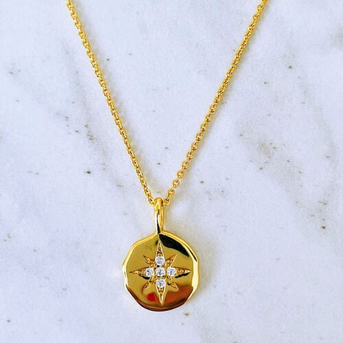 The Starburst Disc Necklace - Gold Plated