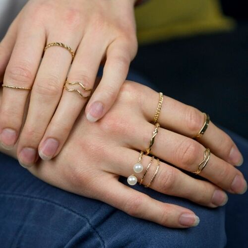 10 Piece Pearl Boho Silver Gold Stackable Vintage Tribal Midi Ring Set