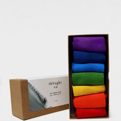 Kid's Rainbow Bamboo 7 Pack Sock Box