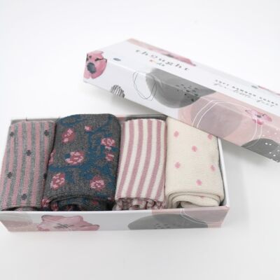 Rose Bamboo Baby Spot & Stripe Socks Gift