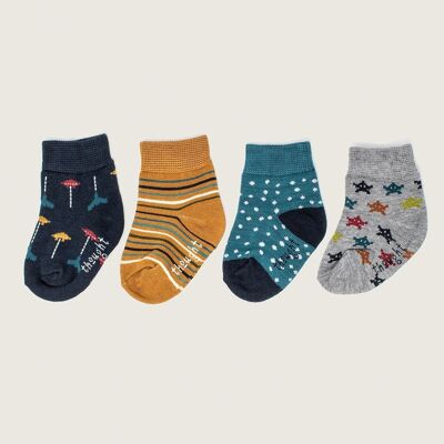 RETRO ARCADE GAMES BOX OF 4 BABY SOCKS - MULTI