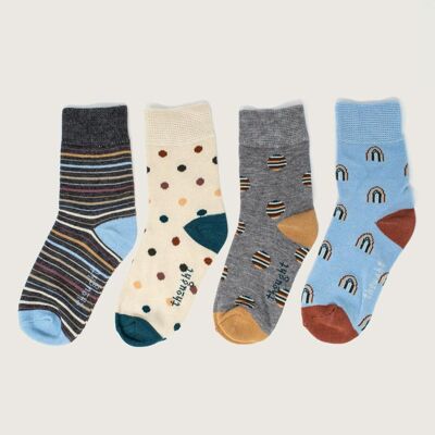 KIDS MULTICOLOURED RAINBOW BOX OF 4 SOCKS - MULTI