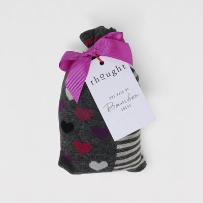 Rosa Heart Socks In A Bag - Dark Grey Marle