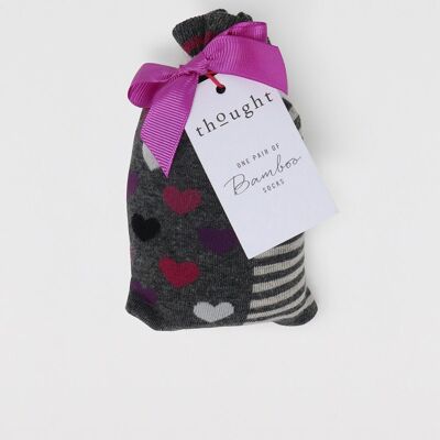Rosa Heart Socks In A Bag - Dark Grey Marle