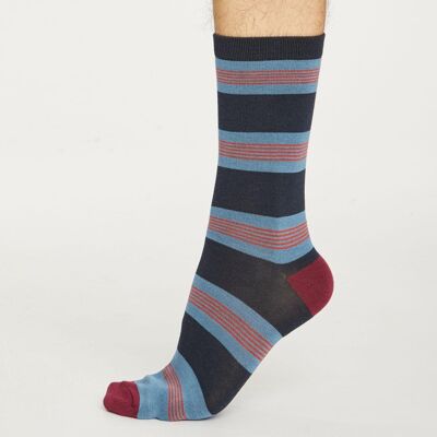 Jesper Stripe Socks - Ash Blue