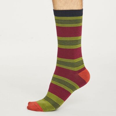 Jesper Stripe Socks - Olive
