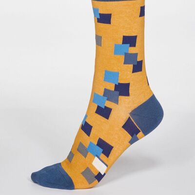 Evan Square Socks - Mustard Yellow