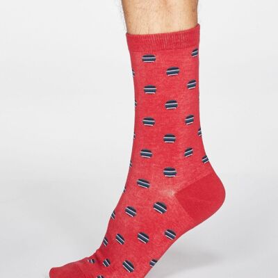 Grayson Spot Stripe Socks - Berry Red