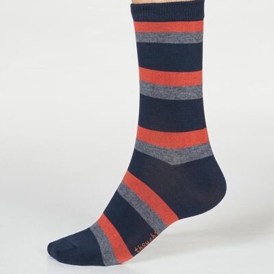 Wilbert Stripe Socks - Navy