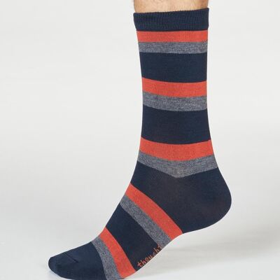 Wilbert Stripe Socks - Navy