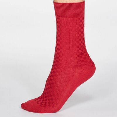 CAMERON DRESS SOCKS - BERRY RED