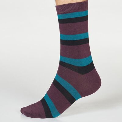 Wilbert Stripe Socks - Wine Red