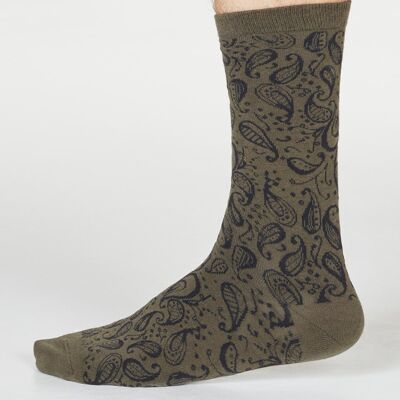 Larnard Paisley Socks - Walnut Grey