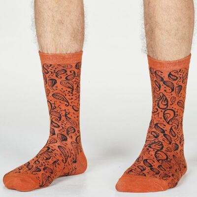Larnard Paisley Socks - Spiced Orange