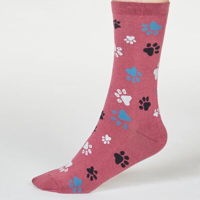 Elsa Paw Print Socks - Rose Pink