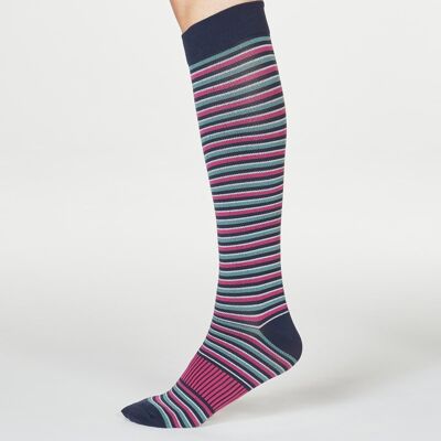 Dinah Stripe Flight Socks - Navy