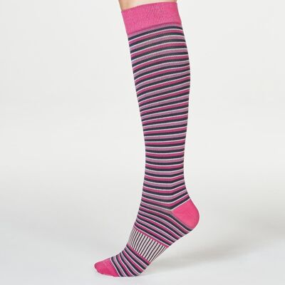 Dinah Stripe Flight Socks - Magenta Pink