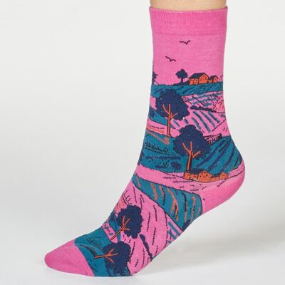 Evetta Landscape Socks - Violet Pink