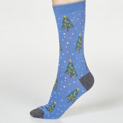 Diana Tree Socks - Blue Slate