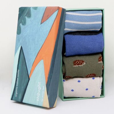 Ray Bamboo Hedgehog Baby 4 Sock Gift Box - Multi