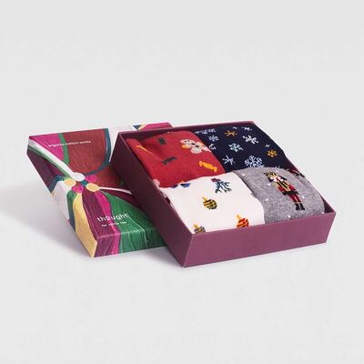 Noel Kids Organic Cotton Christmas Sock Box - Multi