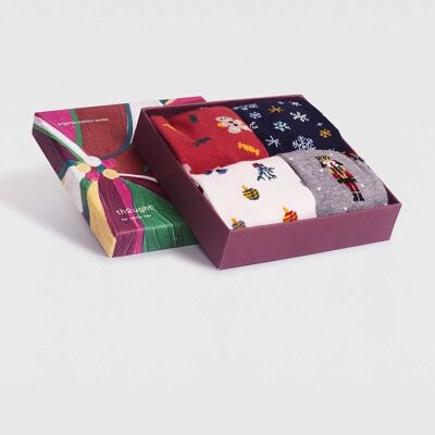 Noel Kids Organic Cotton Christmas Sock Box - Multi