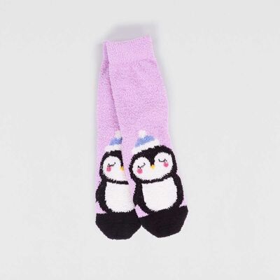 Billie Recycled Polyester Kids Animal Fluffy Sock - Lavender Purple