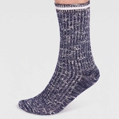 Phillip Organic Cotton Fleck Socks - Navy