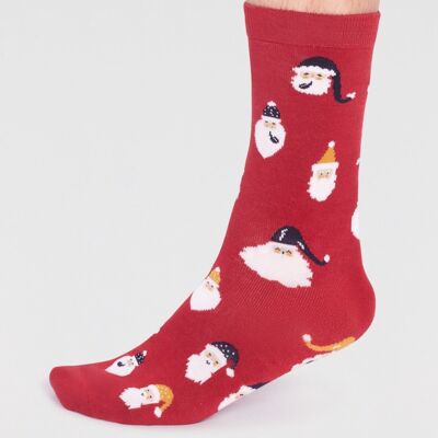 Alfredo Bamboo Christmas Snowman Socks - Bright Red