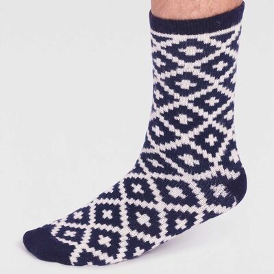Grady Pattern Wool Socks - Stone White