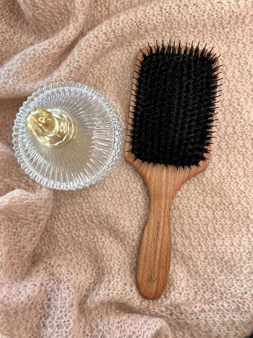 Brosse pneumatique paddle en poil de sanglier et picots nylon