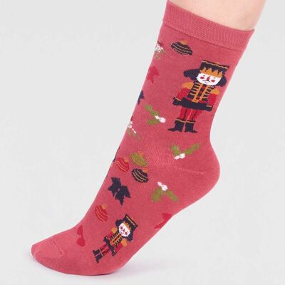 Clara Bamboo Nutcracker Sock - Brick Red