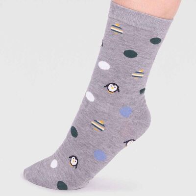 Neva Bamboo Penguin Sock - Grey Marle