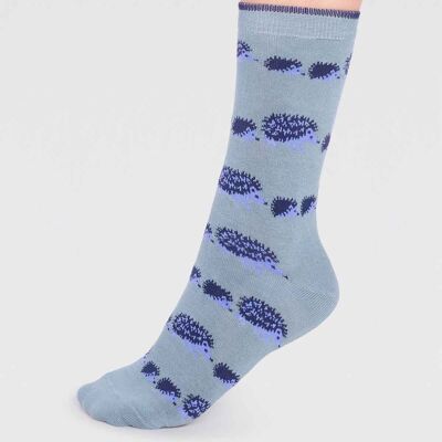 Hadley Bamboo Hedgehog Socks  - Eucalyptus Blue